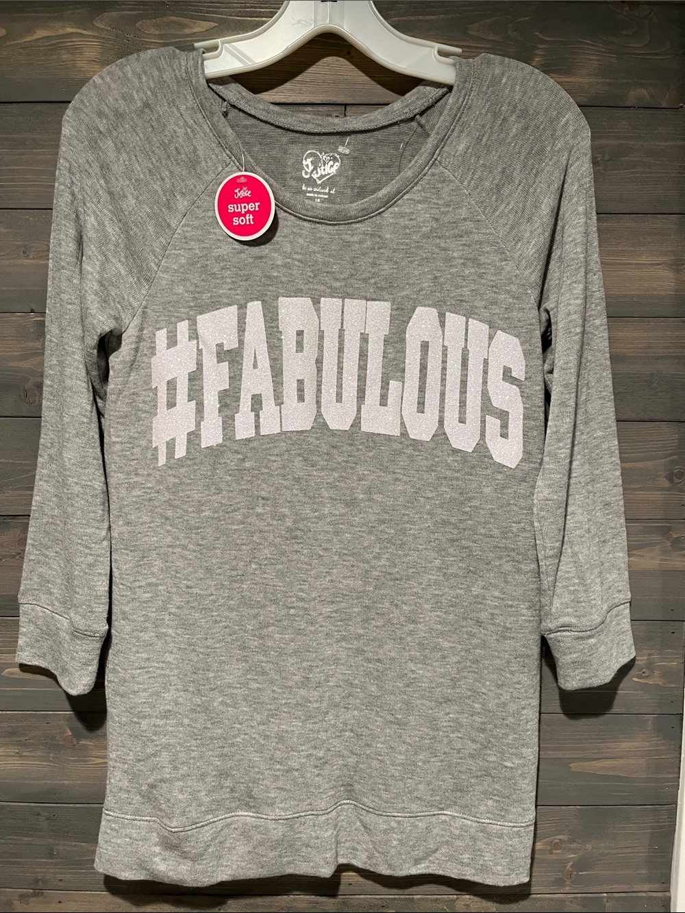 Justice Gray Sweatshirt with Pink #FABULOUS Graphic
